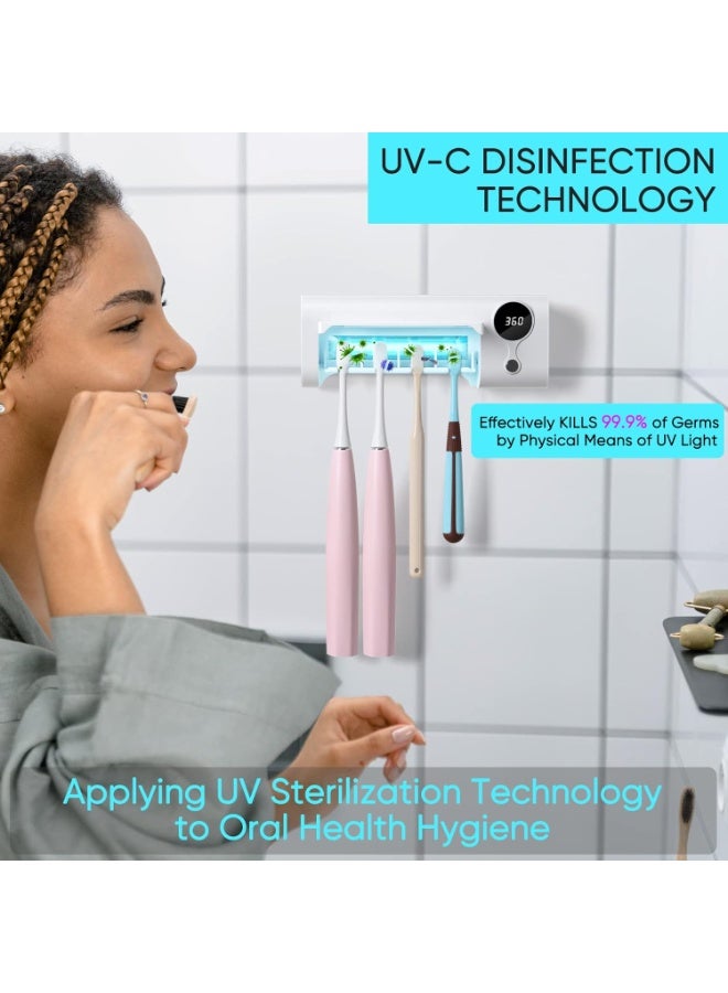 UV Toothbrush Cleaner, Timer Function, Rechargeable Tooth Brush Holder Wall-Mounted for Bathroom, No Drilling, 4 Slots - Image 4